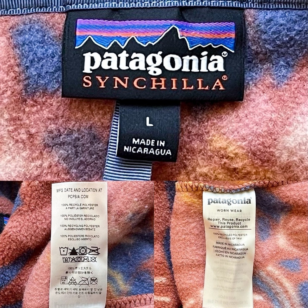 Patagonia Synchilla Snap-T Fleece Pullover Canyon Block Sisu Brown Large EUC - Picture 6 of 10